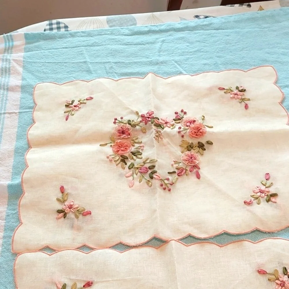 Vintage Ribbon Heart PlaceMat or Decor .Good Condition